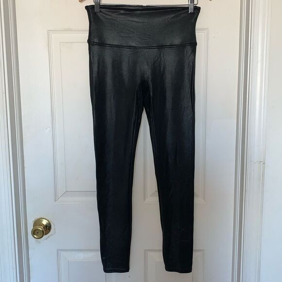 Spanx Foiled Snakeskin Leather Leggings - Picture 2 of 7